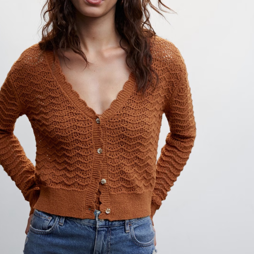 Women's Brown Knit Cardigan Sweater